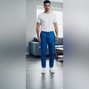 Nike Vintage Blue Track Pants Size XL –90s Style with White Side Stripes Unisex